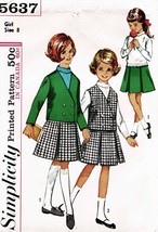 Girl&#39;s SKIRT, VEST &amp; JACKET Vintage 1965 Simplicity Pattern 5637 Size 8 - £8.96 GBP