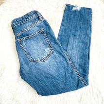 Free People Button Fly Distressed Skinny Blue Jeans Size 24 - £23.35 GBP