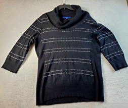Apt. 9 Black Sweater Cowl Neck 3/4 Sleeve Womens 2XL White Dotted Stripe... - £14.96 GBP