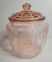 Pink Depression Glass Biscuit Jar with Lid - £35.26 GBP