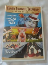 Family Favorite Treasures 3 Movies Cat In The Hat, Babe, &amp; Beethoven Dvd - £2.77 GBP