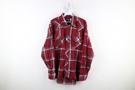 Vintage 70s Wrangler Mens Large Faded Westen Rodeo Snap Button Shirt Plaid USA - $59.35