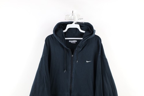 Vtg Nike Mens XL Faded Travis Scott Mini Swoosh Full Zip Hoodie Sweatshirt Black Item image 2