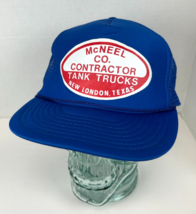 Mcneel CO Contractor Trucker Hat, Blue VTG New London Texas Trucking Tan... - $14.80