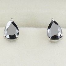 4ct Birnenförmig Schwarz Solitaire Künstlicher Diamant Ohrstecker 14k Vergoldet - £50.77 GBP