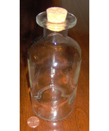 Clear Glass DRUGGIST BOTTLE 7&quot; tall with Cork prescription pharmacy Apot... - $33.56 CAD