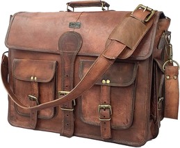 DHK 16 Inch Vintage Handmade Leather Messenger Bag Laptop Briefcase Comp... - £117.00 GBP