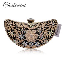 Chaliwini Classic Women Clutch Evening Bag Hollow Out Metal Wedding Sequined Sho - $38.30