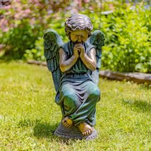 Zaer Ltd. 28&quot; Magnesium Tall Sitting Praying Angel Statue Figurine (Aged Bronze) - £229.08 GBP