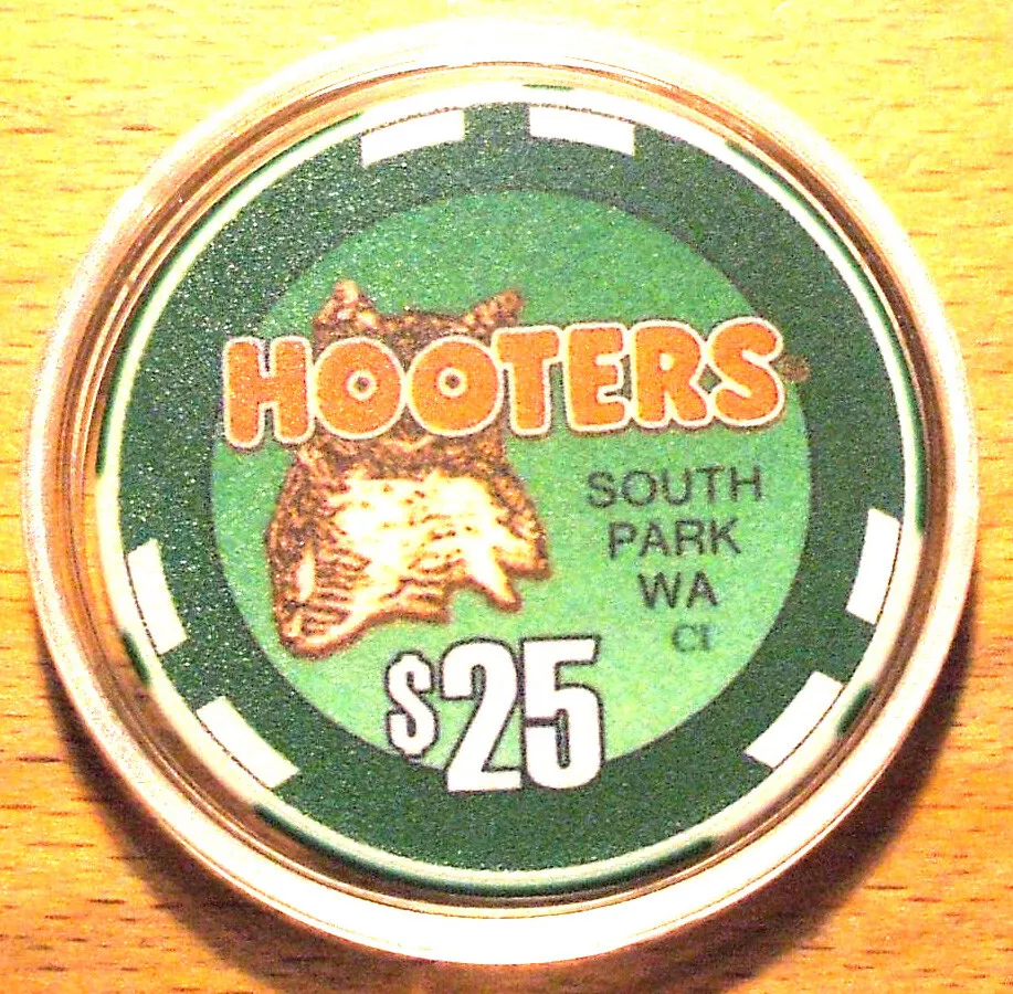 Hooters $25. Casino Chip - South Park, Washington - 2009 - $26.95