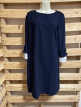 Sharagano Shift Blue Ivory Dress Woman&#39;s Size 12 KG Careerwear Business ... - $14.85