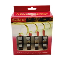 Original Mantle Clip Stocking Hanger 4 pc Set Brush Nickel Christmas Holiday - £15.55 GBP