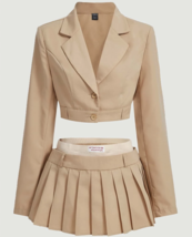 Off White School Girl Smfk Misbhv Sexy Pleated Mini Skirt Crop Blazer Cardigan 0 - £7.15 GBP