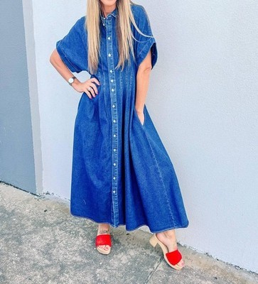 Entro Classic Chic Denim Midi Dress Size L - $54.45