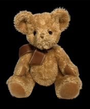 Bearington Teddy Bear Shaggy Brown Plush Stuffed Animal Sits 11 inches w/ Bow  - $39.95