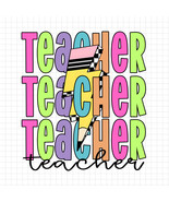 Teacher Pencil Lightning Bolt PNG, Checkered Teacher PNG Cute Back to School PNG - $46.00 MXN