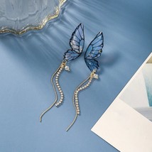 Butterfly Drop Earrings, Social Butterfly Earring, Long Earrings, Korean Style - £11.60 GBP