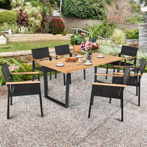 7Pcs Patio Garden Dining Set Outdoor Dining Furniture Set W/ Umbrella Hole - £635.60 GBP