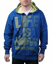 Dunkelvolk Life is Now Snorkel Blue Yellow Hoodie Hooded Sweater Peru Surf NWT - £66.87 GBP