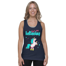 Don&#39;t Stop Believing Quote Lettering Cute Unicorn Magic Design Classic tank top  - £16.05 GBP