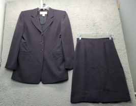 Jones New York 2 Piece Set Blazer &amp; Skirt Womens Size 4 Black 100% Silk ... - $44.45