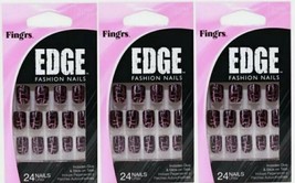 FING&#39;RS EDGE Fashion Nails Glue/Stick-On Manicure 24 Nails #31115 3 pcs--F-83 - £9.00 GBP