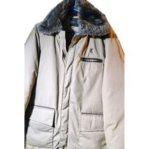 Browning XL Beige Down Insulated Heavyweight Hunting Jacket Fur Collar Logo - $32.67