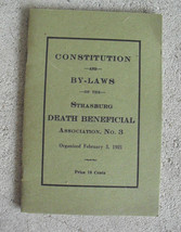 Vintage 1921 Booklet Constitution and By-Laws of the Starsburg Death Ben... - $17.82