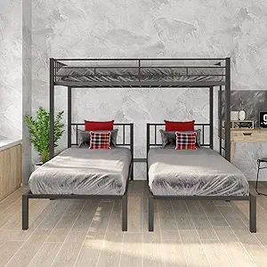 Metal Twin Over Twin Over Twin Triple Bunk Bed, Can Be Separated Into 3 ... - $646.99