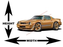 1981 Chevrolet Camaro T-Top Gold Muscle Car Art Wall Decal - £33.03 GBP+