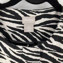 Womens 00 Chicos Black White Zebra Lined Jacket Pocket 3/4 Sl Peacoat Size 0/2 - £27.24 GBP