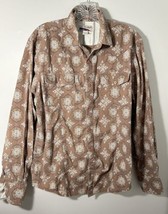 Rare Vintage Men’s Medium M Button Down Retro Shirt Brown Geometric - £14.68 GBP