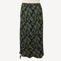 Womens 33&quot; Maxi Skirt Black Green Silver Leaf Church Work Office Formal Size 16 - £27.56 GBP