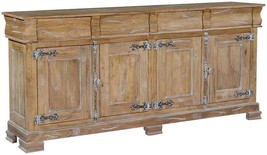 Sideboard Philippe French Solid Wood Antiqued Cremone 4-Door 4-Drawer - £3,300.54 GBP