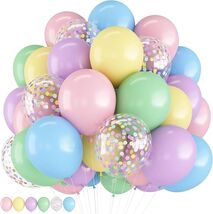 Pastel Balloons 12 Inch Macaron Pink Blue Green Purple Yellow Pastel Rai... - $18.54