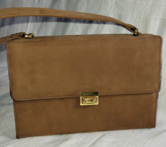 1960&#39;s Vintage RICHCRAFT - ANDRE Light Brown Suede Kelly Bag Purse Near Mint! - £43.39 GBP