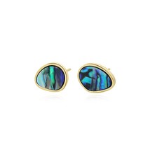 S&#39;STEEL 925 Silver Abalone Shell Stud Earrings Turquoise Small Earings For Women - £16.55 GBP