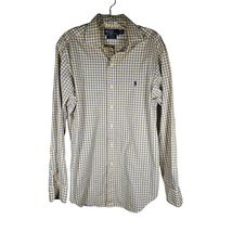 Ralph Lauren Polo Mens Polo Shirt Plaid Yellow Blue Logo Size Medium Sta... - $19.99