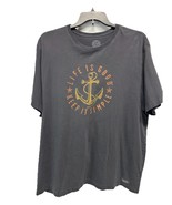 Life is Good w Anchor Image Dark Gray Graphic Tee T Shirt 100% Cotton XXL - $24.16 CAD