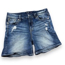 Miss Me Curvy Shorts Women&#39;s Embellished Pockets Blue Distressed Denim S... - £28.47 GBP