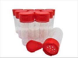 Medium 4 OZ Clear Plastic Spice Container Bottle Jar With Red Cap- Set o... - £18.27 GBP
