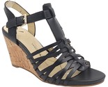 Isaac Mizrahi Women Slingback Wedge Sandals Simmer Size US 6M Black Leather - $23.76