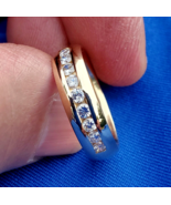 Earth mined Diamond Wide Wedding Band 5.5 mm Dome Anniversary Ring 14k G... - €2.095,05 EUR