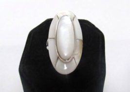 Irene Platero Sterling Silver 1 1/2&quot; Inlay Mother of Pearl Ring Sz 8 Aba... - $69.29