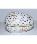 LOVELY VISTA ALEGRE PORTUGAL PORCELAIN PINK ROSES &amp; GOLD EGG SHAPED TRIN... - $43.65