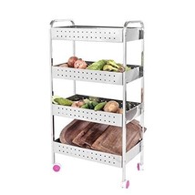 Stainless Steel Vegetable Stand Kitchen Trolley with Wheels Multifunctio... - £291.35 GBP