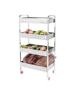 Stainless Steel Vegetable Stand Kitchen Trolley with Wheels Multifunctio... - $507.43 CAD