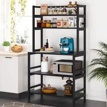 Black Metal Wood Freestanding Kitchen Shelf Bakers Rack Microwave Stand - $5,261.28 MXN