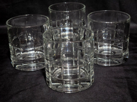 Vintage Anchor Hocking 3.5&quot; Old Fashioned Tartan Rocks Glass - Set Of 4 - Usa - £16.63 GBP