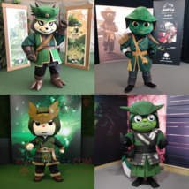 Forest Green Samurai mascot costume character dressed with Leather Jacket and Po - £1,018.08 GBP